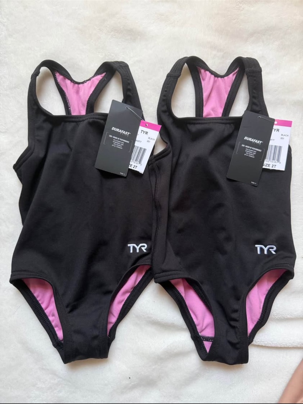 TYR Black One-Piece Swimsuit with Pink Lining - Girls (Pair)